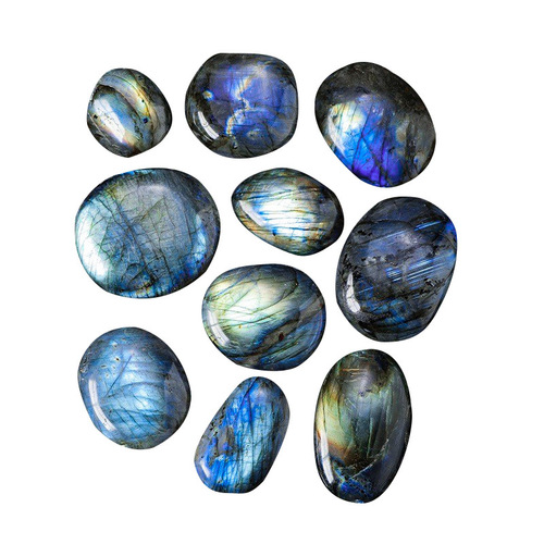 Natural crystal raw stone blue light labradorite playing blue moonstone hand piece hot compress stone palm stone mineral label wholesale