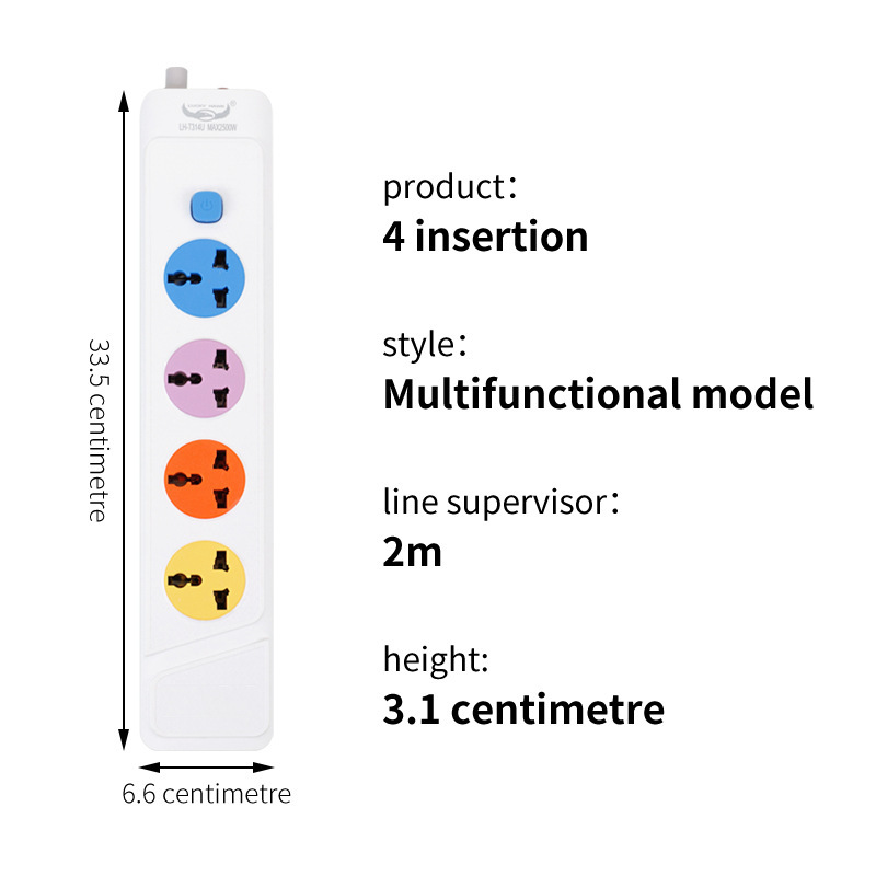 Protector de sobrecarga con cable eléctrico con puerto USB-C cargado con conector de conector de cable de extensión de color
