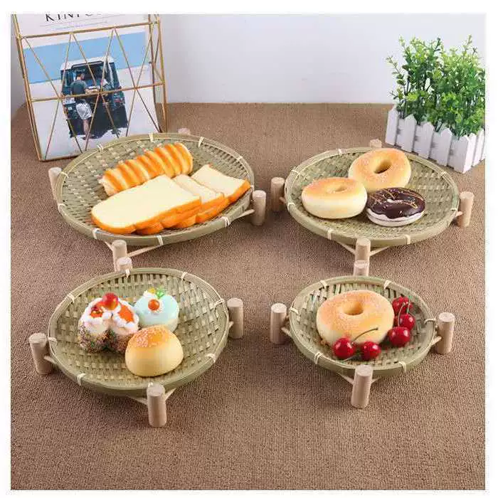 Hot Pot Basket Bamboo Basin Bamboo Basket Dust Fruit Basket Water Fruit Bad Bad Blue Basket Basin Basin Basin to Storage Home Decoration