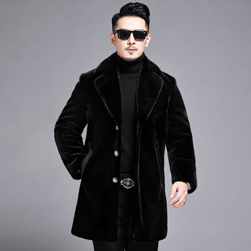 winter Mink sheep Leatherwear coat tailored collar Middle-aged and young Single breasted Mink hair leather and fur Mink cashmere overcoat