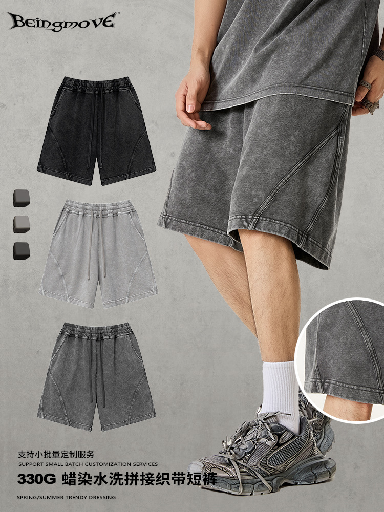 2025 marca de moda americana de verano correa delgada pantalones casuales rectos pantalones cortos sueltos pantalones casuales adolescentes de moda para hombres