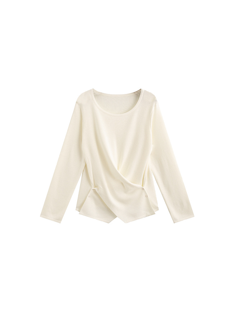 Plate-size women's wear design sense irregular slit top 2025 autumn plump girl casual and elegant knitted sweater for women 23209