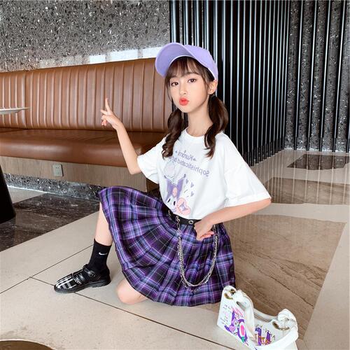 Girls suit summer dress  new style summer college style jk uniform skirt children's Internet celebrity big children two-piece set