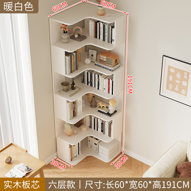 壁掛け多層収納キャビネット本棚床置き学生ホームコーナーキャビネットリビングルーム無垢材コーナー本棚収納ラック|undefined