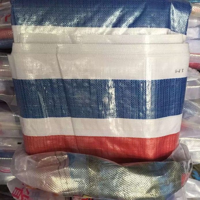 厂家批发100克双膜三色彩条布防雨防水防晒篷布遮阳篷布