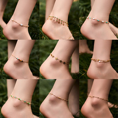 Genuine Gold Plated Colorfast Foot Chain Bohemian Style Seed Beads Fresh and Clean Crystal Simple Minimalist INS Summer Best Selling Ankle Chain
