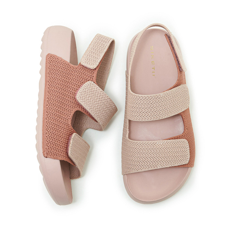 Dép sandal nữ quai chữ V đế mềm, quai dán đi biển — màu đen, màu hồng, màu kaki, màu mơ chi tiết 39