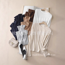 精纺高支山羊绒真丝混纺针织衫打底毛衣微喇叭长袖圆领薄代理批发