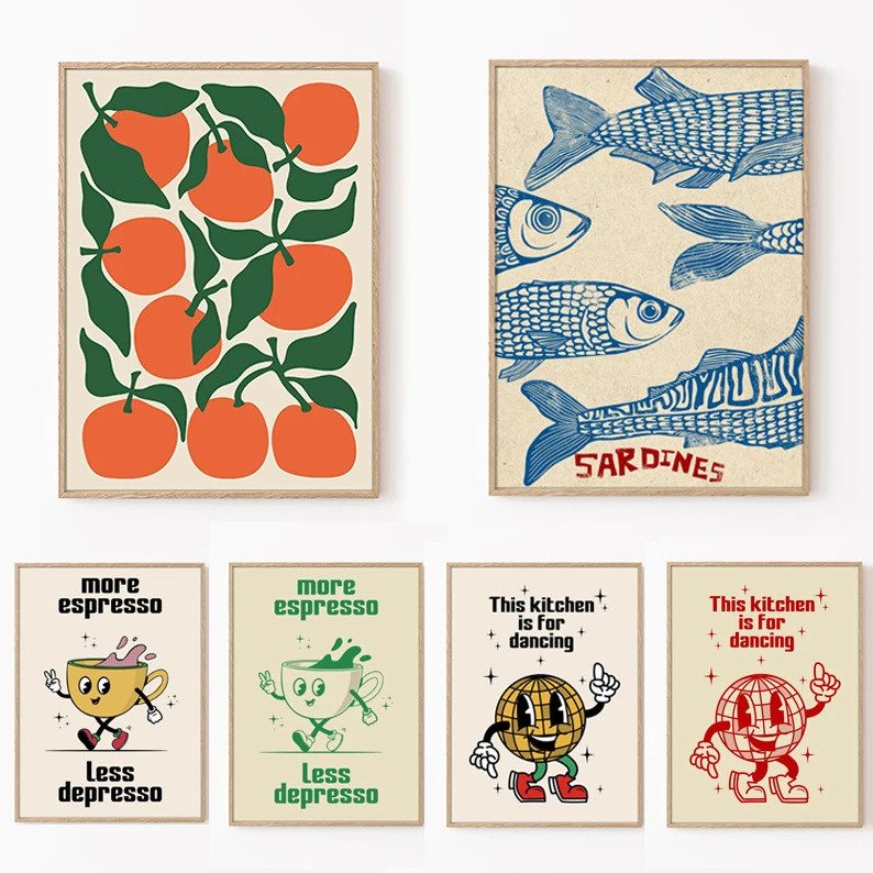 Scandinavian Style Wall Personalized Abstract Canvas Frameless Painting Cafe Milk Tea Shop Hanging Painting Art Living Room Decoration Painting