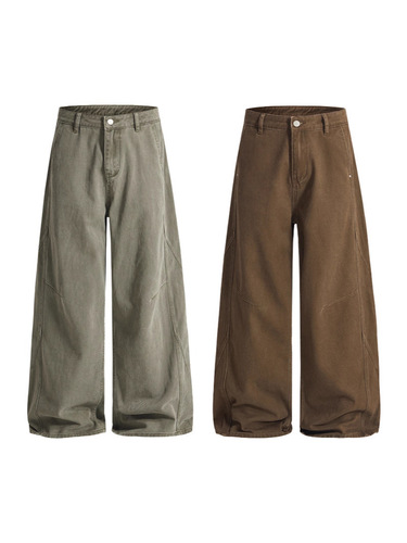 LKTM men's wear American retro deconstructed design washed casual pants for men and women's loose pleated straight draping pants