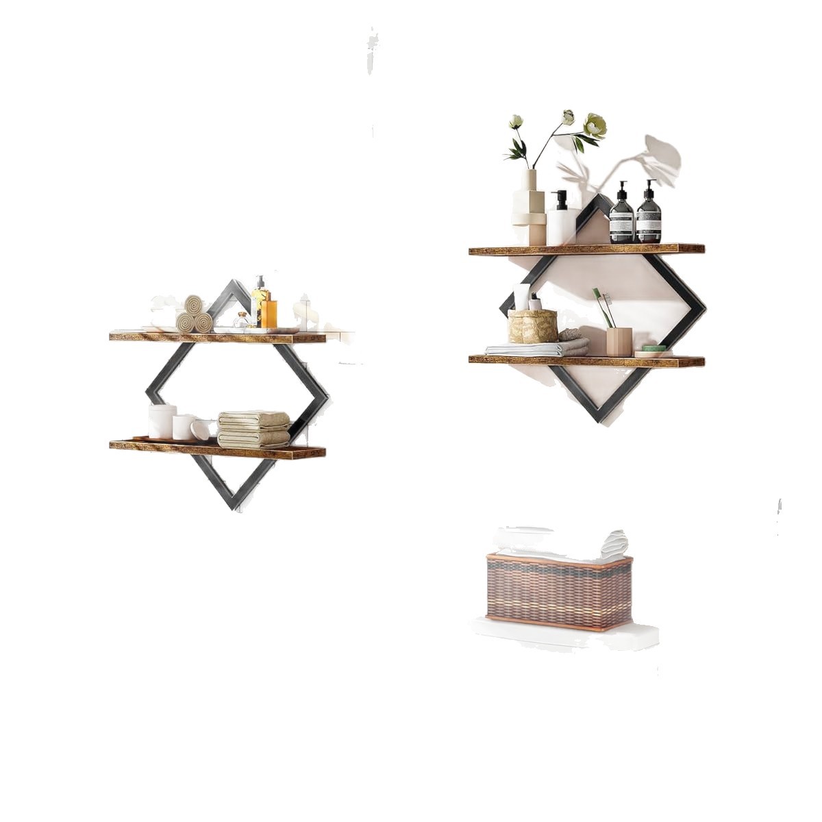 Estantes de pared de madera transfronterizos en el punto de fondo de pared de sala de estar vasos decorativos estantes de almacenamiento de artículos domésticos