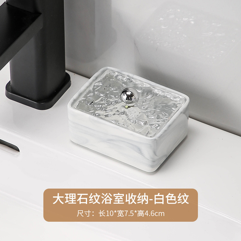 Conjunto de almacenamiento de cerámica de lujo ligero, caja de palillos de algodón, caja de almacenamiento de hilo dental 2 - en - 1