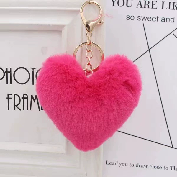 Plush keychain heart-shaped, bag