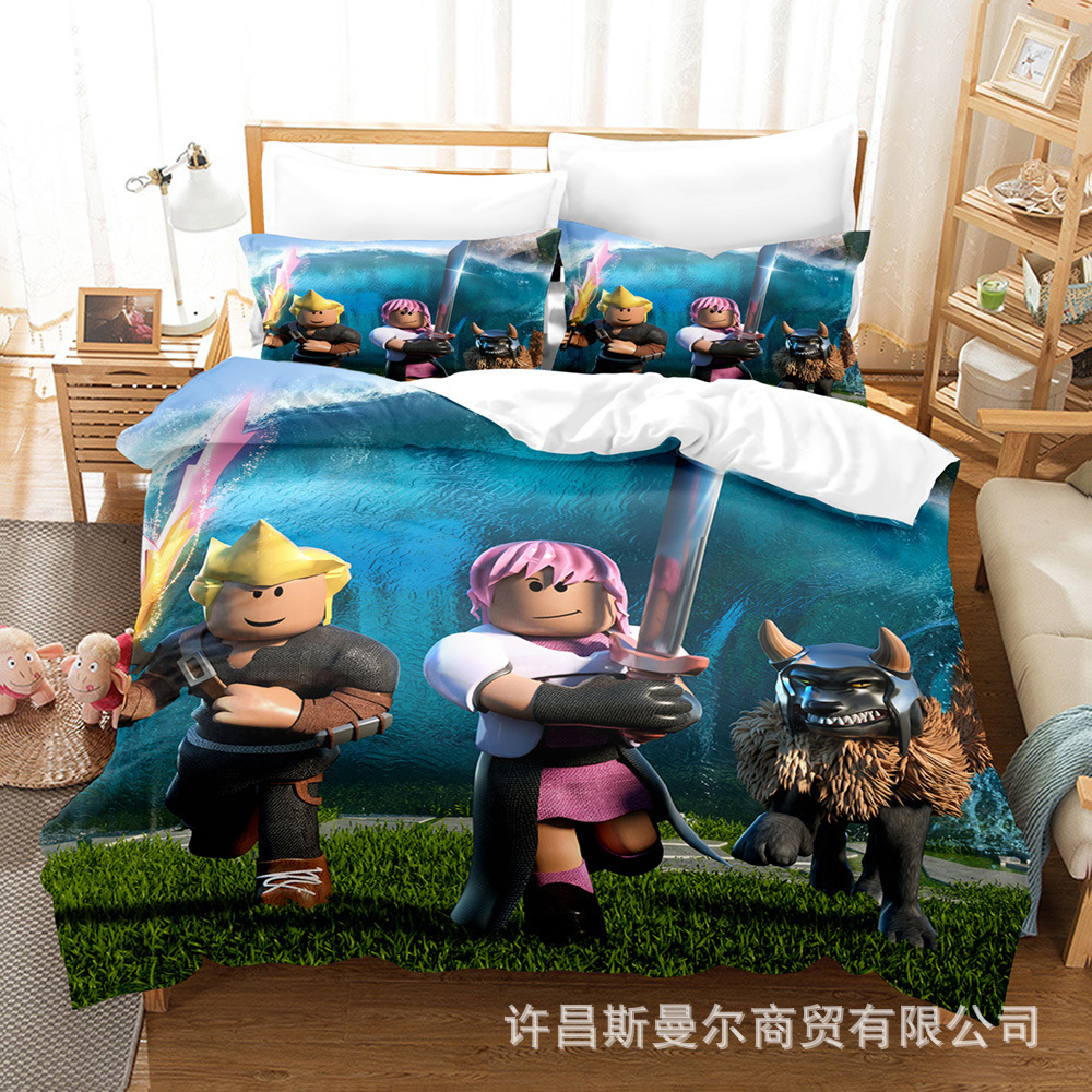 Cross-border Amazon My Time Peach Leather Bed Three-piece Quilt Cover Pillowcase Can be Made by Drawing