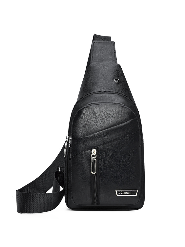 2024 bolso de pecho de cuero suave PU simple bolso de hombro a prueba de agua bolso de mochila de negocios casual al por mayor