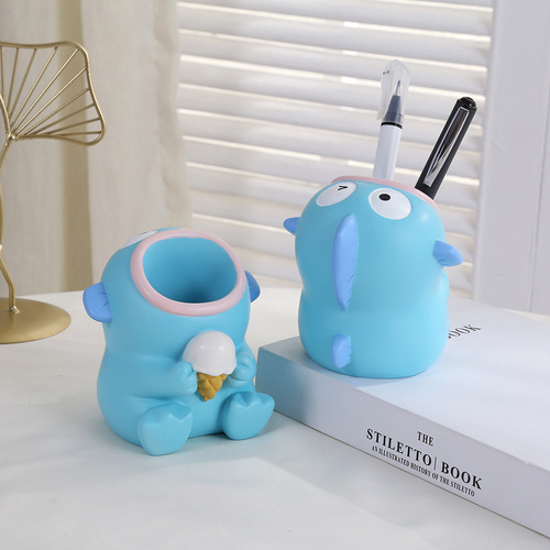 New Style Funny Ugly Fish Resin Pen Holder, Resin Figure, Craft, Landscape, Office Desk Decor, Ornament, Gift