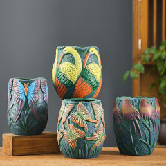 多肉花盆陶瓷大號創意復古素燒綠植植物肉肉法師陶罐盆