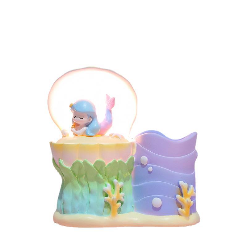 Regalo navideño nuevo estilo de fantasía sirena de concha luz de portalápices niña ins decoración de la habitación decoración venta directa de fábrica