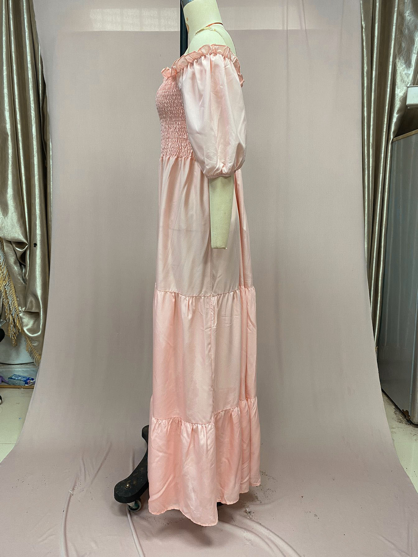 2025 Cross-Border New Spring Summer European And American Women's Off-Shoulder Floral Long Fairy Dress_ecoleips.com