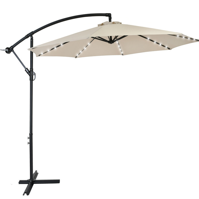 Parasol al aire libre jardín jardín luces led cadena con control remoto protección solar hogar banana paraguas al por mayor comercio exterior image 6