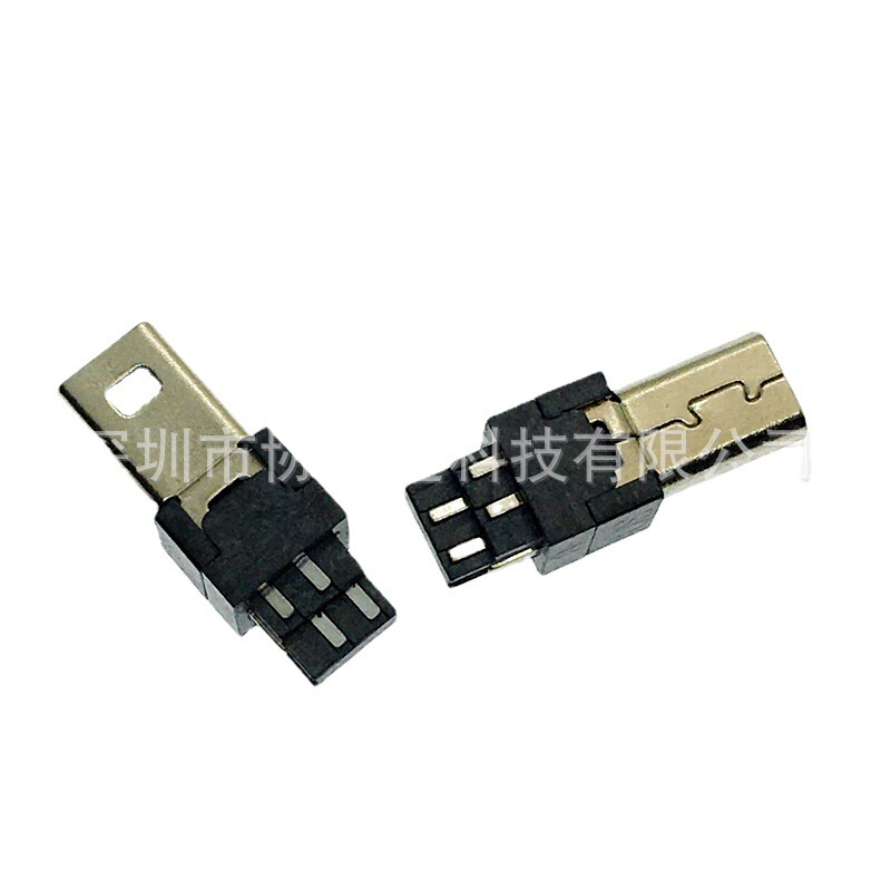 MINIUSB Welding Wire Male 8PIN Extended Welding Wire Plug Mini Usb Plug with Upper and Lower Rubber Cover