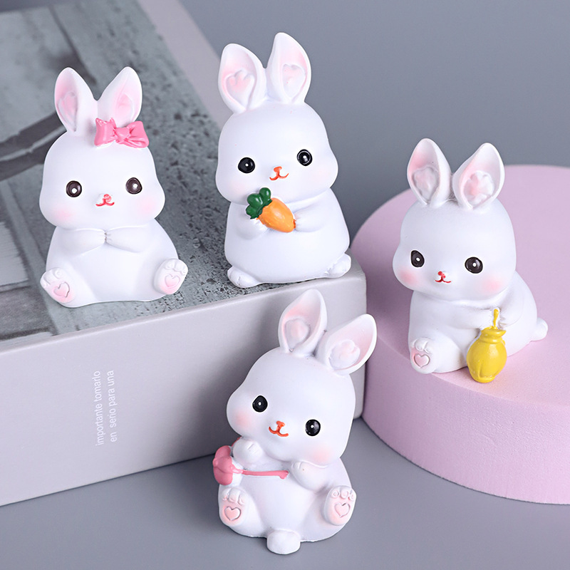 Mid-Autumn Festival Cake Decoration Cute Little Rabbit Jade Rabbit Carrot Ornaments Kidsren's Birthday Party Dessert Table Plug-In