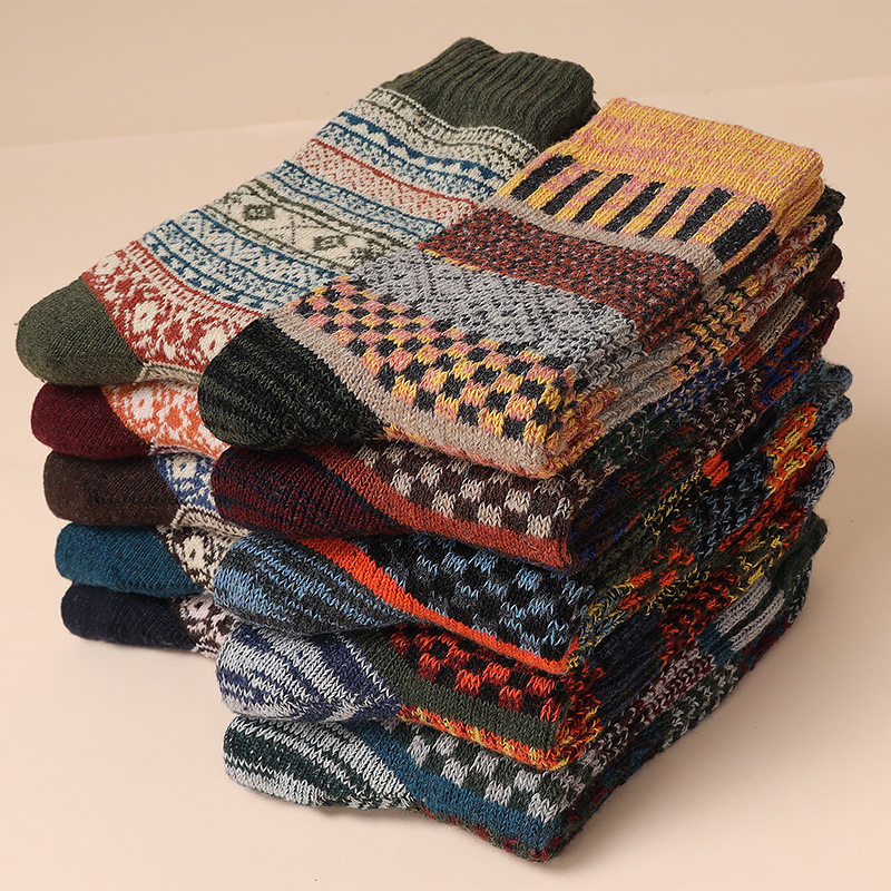 5-10 pairs of retro thick socks men's stockings autumn and winter warm thickened men's ethnic style totem mid-calf length socks winter 5-10 pairs of retro thick socks men's stockings autumn and winter warm thickened men's ethnic style totem mid-calf length socks winter