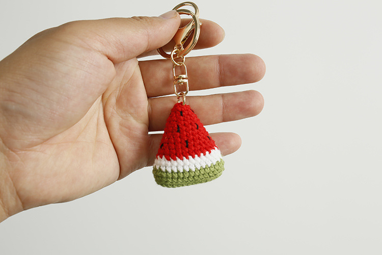 15g Weight Keychain Classification 1 Piece Quantity Daily Occasion yarn Material Watermelon Pattern Knitting Design Cute Style 1 Piece Cute Watermelon Yarn Knitting Keychain 4