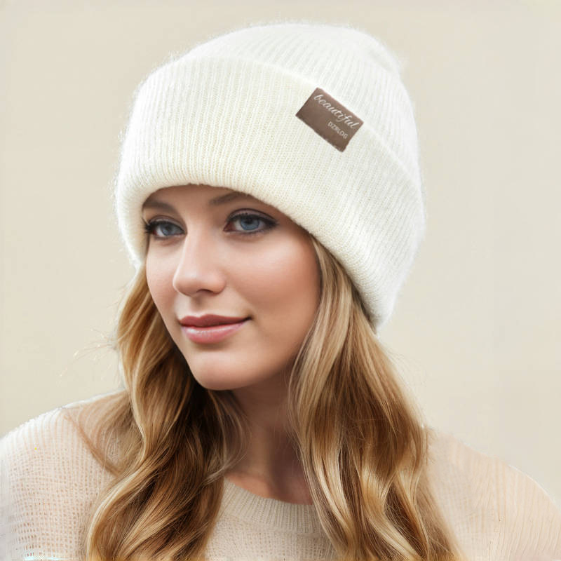 Winter new fabric knitted woolen for women, simple fashionable pullover, cold hat with thickened insulation, ear_voghion.com