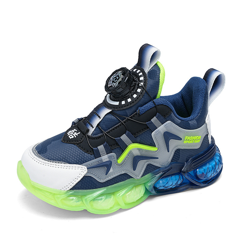 Zapatos DE LOS NIÑOS otoño y el invierno nueva malla giratoria hebilla de cuero los niños zapatillas medio y grandes los zapatos de viaje las niñas ocasionales