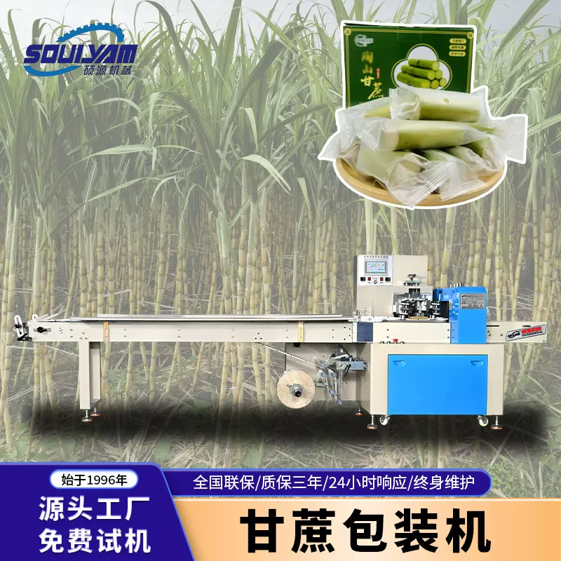 硕源枕式高速包装机食品新鲜脆甜陶山甘蔗品封边打包定制机械