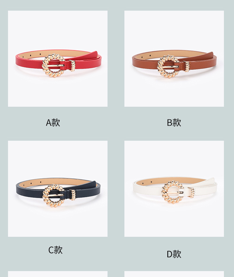 Fashion Solid Color Twist Buckle Thin Alloy Belt Wholesale display picture 17