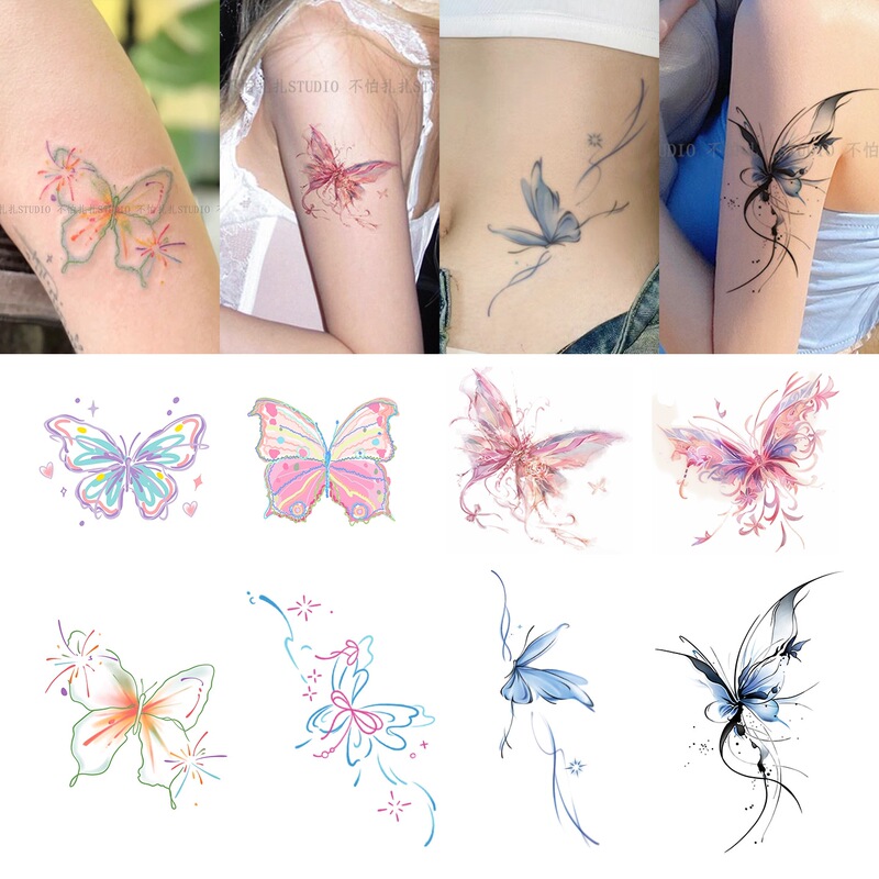 Summer Dopamine Pure Desire Butterfly Colorful Tattoo Stickers Waterproof and Long-Lasting Hyun-Ah Style Arm Clavicle Washable Stickers Summer Dopamine Pure Desire Butterfly Colorful Tattoo Stickers Waterproof and Long-Lasting Hyun-Ah Style Arm Clavicle Washable Stickers