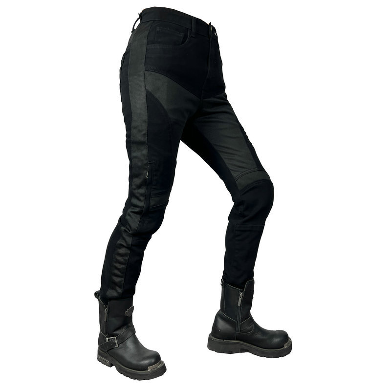 Motocicleta jeans Racing slim fit ventilación verano malla transpirable motocicleta pantalones rodilla ajustable arriba y abajo