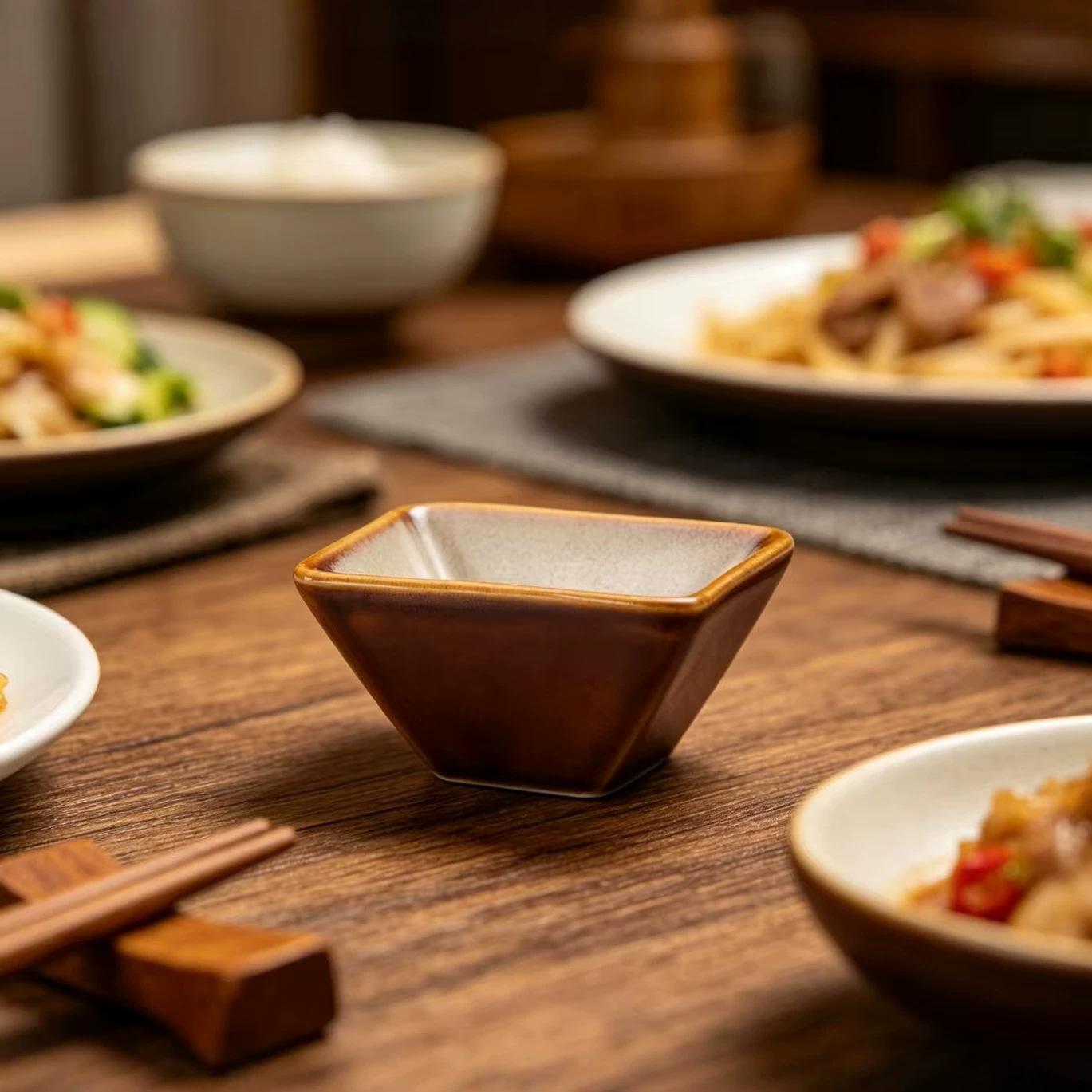 Vajilla de cerámica, cuenco cónico, plato para condimentos [cerámica de alta gama], plato para vinagre, plato para mojar [varios platos pequeños y poco profundos]