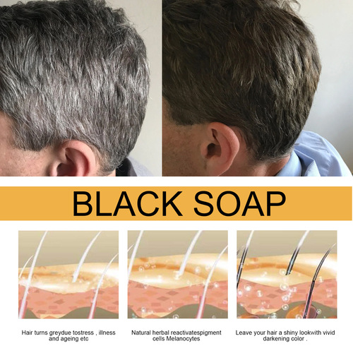 Jaysuing Black Hair Soap Black Thick Hair Care Cleans Scalp Smooth Hair Strong Firming Hair Shampoo Soap