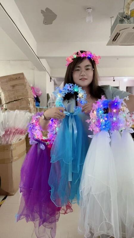 新しいライラックの花発光ベールインターネット有名人の製品写真小道具花輪頭飾り弓ナイトマーケット景勝地ホットセール|undefined