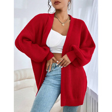 F 69904 Solid loose knit cardigan ��ɫ������֯�����羳��