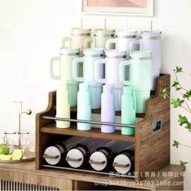 木质展示架木质咖啡糖浆收纳架家庭威士忌架复古迷你酒柜香料架