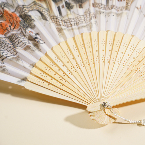 Ancient style fan, bamboo craft, summer portable fan, scenic spot commemorative fan, dance fan, folding fan, advertising fan, wholesale 