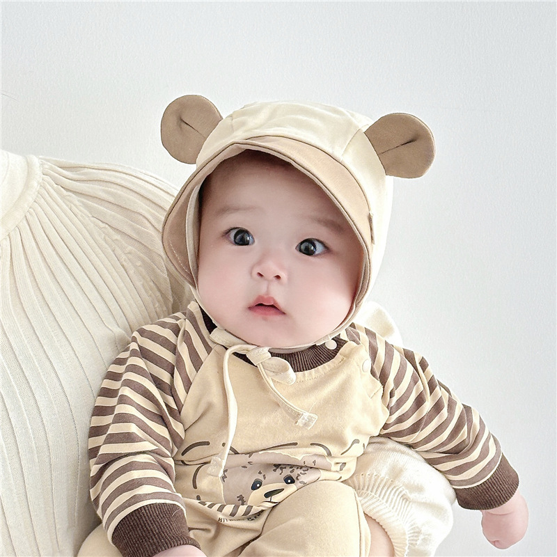 Primavera y otoño sombreros para oídos para bebés, niños y niñas pequeños, adorables algodón puro delgado sombreros para bebés primavera