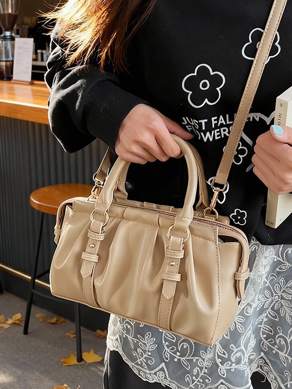 Nicho Zhong bolso de mano plegable Boston 2026 mujer nueva moda transfronteriza alta textura mochila de hombro