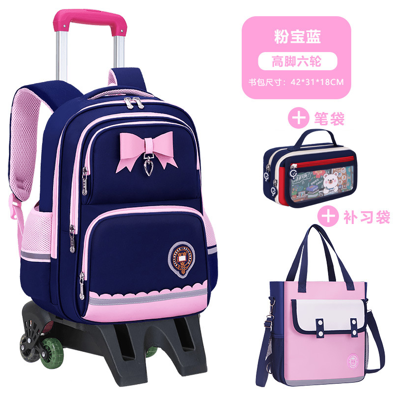 Mochila Escolar con Ruedas para Primaria Grados 2-6 de Tela de Oxford Impermeable Reducción de Carga para Escuela