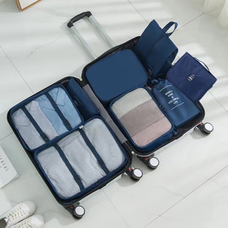 Bolsa de almacenamiento de viaje transfronterizo conjunto de siete piezas de ocho piezas de gran capacidad de equipaje de viaje clasificación de ropa bolsa de organización traje