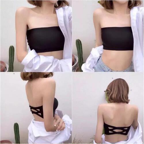 Cross-border strapless one-piece seamless ice silk wrap bra breathable non-showing buttoned bra without underwire for women