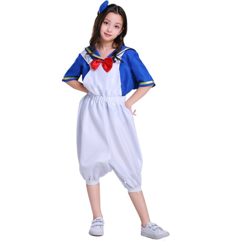 Tangoduck Belted Pants Halloween Costume for Ladies and Children Duck Character Role Play Navy Lifeboat Student Uniform