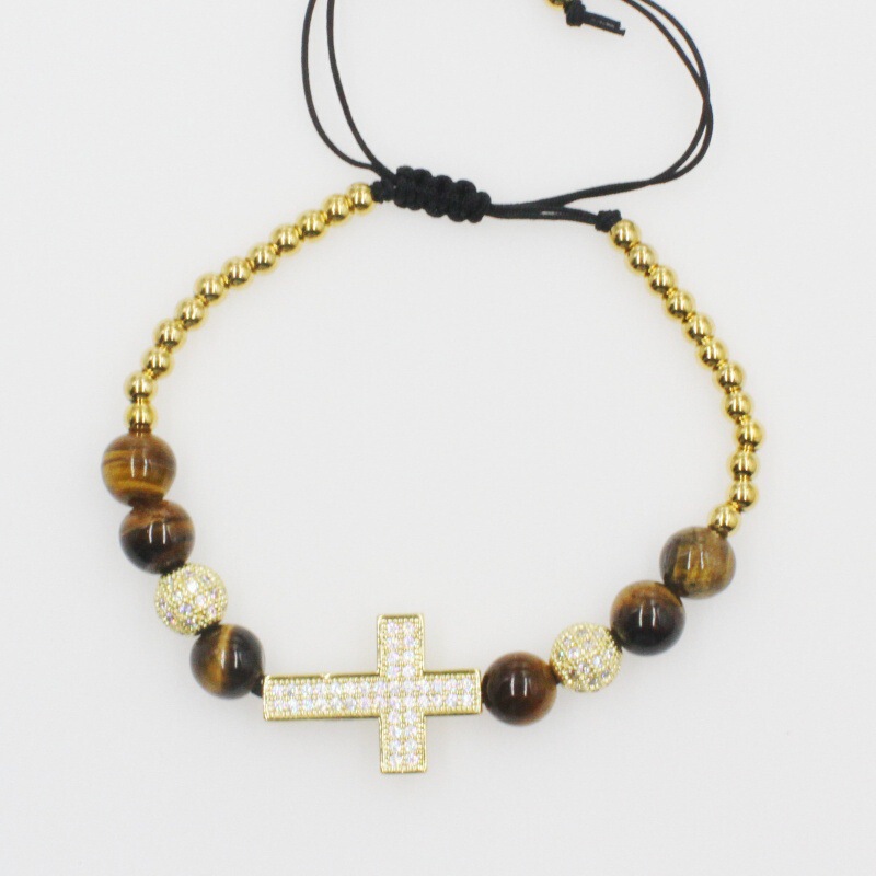 Golden Cross Designer Men's and Women's Hip Hop High-end Fashion Bracelet Trendy European and American Couple Accessories All-match Bracelet Trendy