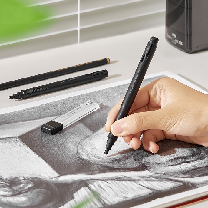 Faber-Jia de cabeza redonda ultra-fino lápiz borrador automático boceto resalte Borrador de recarga para estudiantes