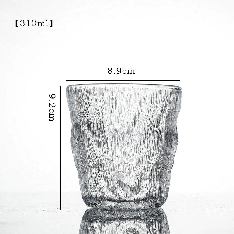 Glacier hammer cup Japanese-style transparent glass, textured ice pattern, household water/beer cup