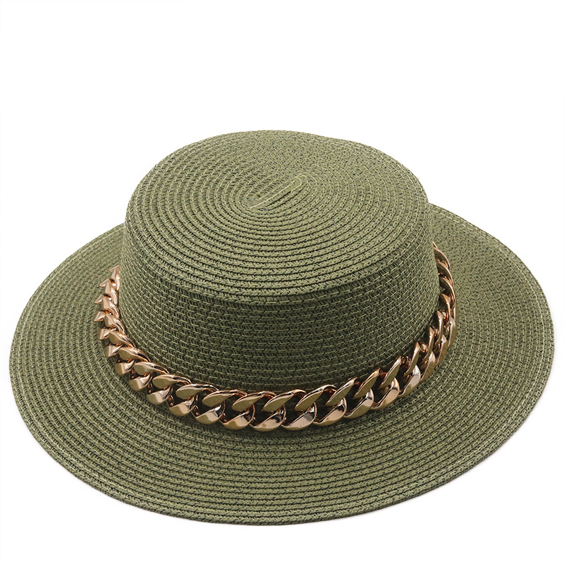 New Flat Top Hat Straw Hat Women's Summer Beach Hat Sun-proof Vacation Seaside Hat Flat Brim Fedora Hat display picture 18